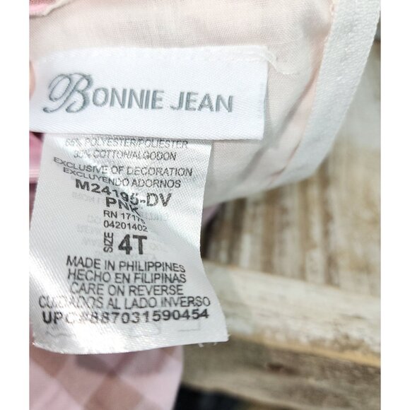 Toddler Girls Bobbie Jean Checked Pink Brown Dress 4T Bow Details Easter Spring - Picture 4 of 5